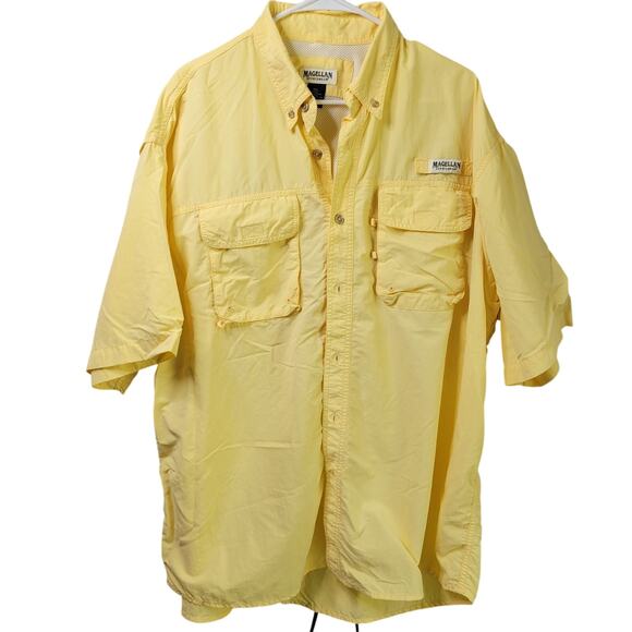 Magellan Laguna Madre Fishing Shirt Mens XXL Yellow Short Sleeve - Picture 1 of 7